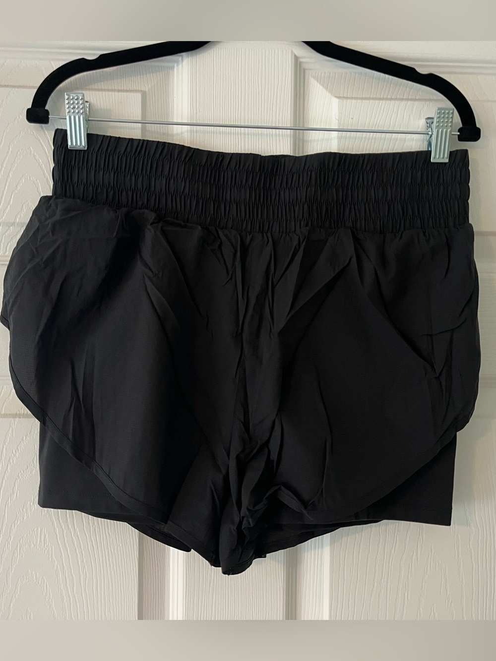 all in motion Black Layered Athletic Shorts with Smocked Waist